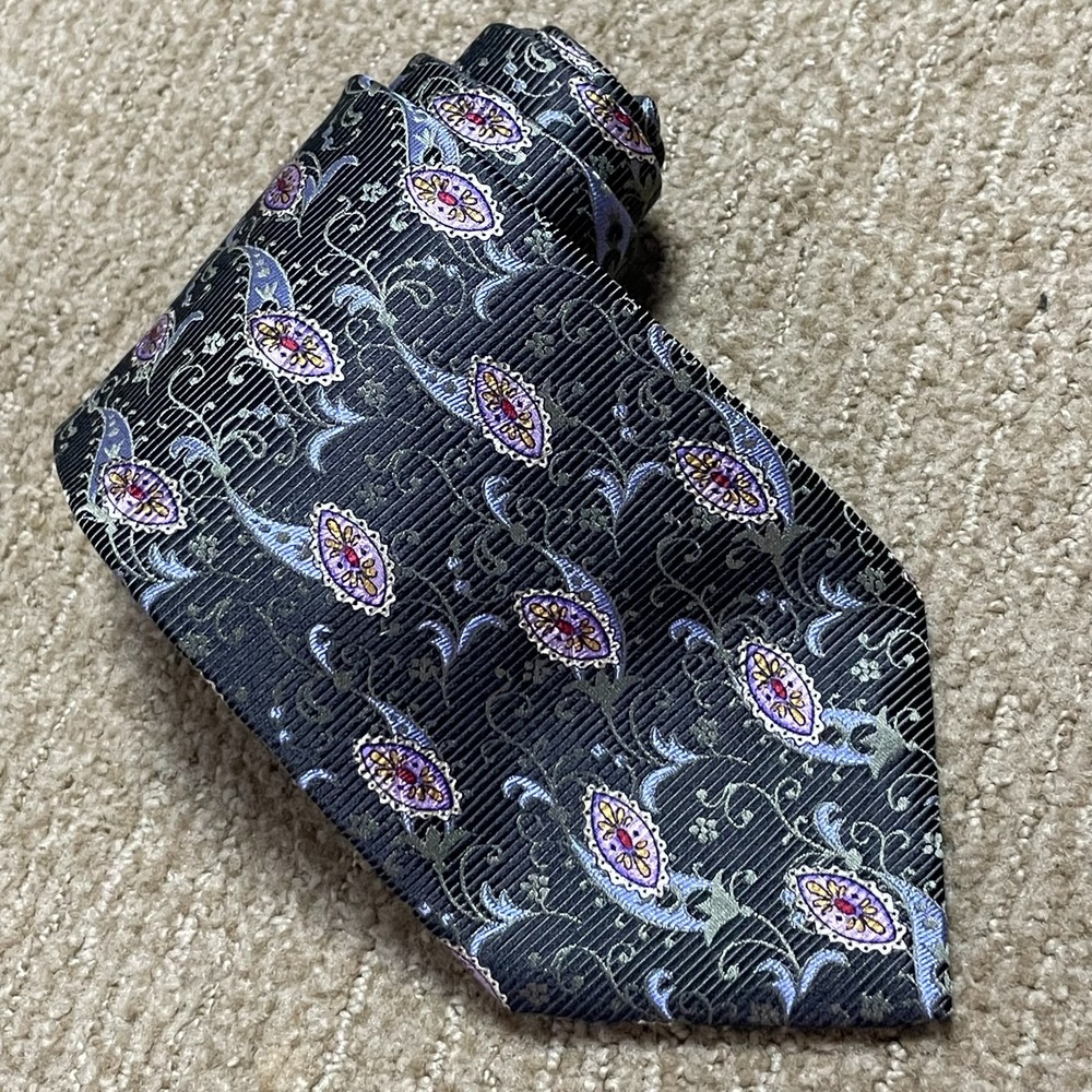 Robert Talbott Silk Tie Gray Blue Paisley Old Money‎ Executive Business Classic